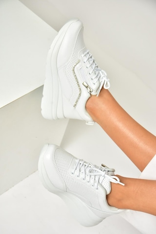 Fox Shoes U702020709 Beyaz Kalın Tabanlı Spor Ayakkabı Sneakers Beyaz-suni Deri Beyaz