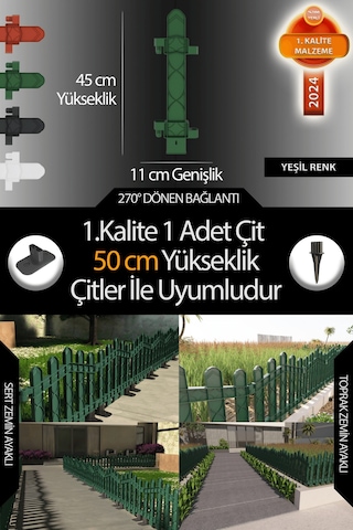 Uzunluk - Köşe - Kenar Tamamlama Çiti - 50 Cm Yükseklik Çit İle Uyumludur - Yeşil Uzunluk - Köşe - Kenar Tamamlama Çiti - 50 Cm Yükseklik Çit İle Uyumludur - Yeşil