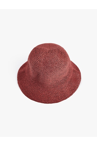 Koton Bucket Hasır Şapka - Koton X Melis Ağazat Bordo 6sak40103aa
