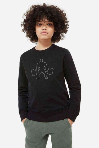 Silhouette Bodybuilding 2 Baskılı Unisex Çocuk Siyah Sweatshirt Siyah