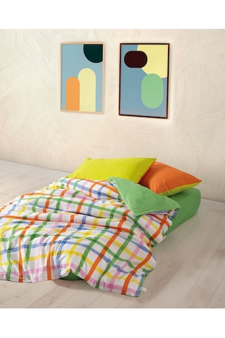 Cozy Home Popping Colors Tek Kişilik Lastikli Çarşaflı Nevresim Takımı Hype Yeşil