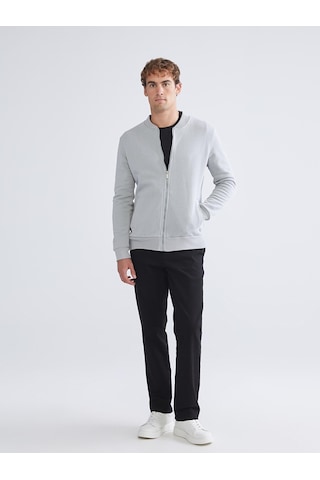 LC Waikiki Lc Waıkıkı Gri Kolej Yaka Erkek Kalın Fermuarlı Sweatshirt