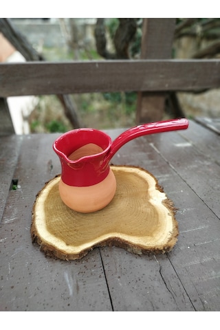 Pişmiş Topraktan Türk Kahvesi Cezve İçi Sırsız Naturel Boğaz Kıs