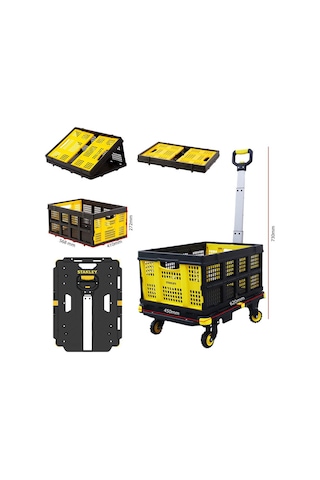 Stanley Pc532b 137kg 62x45cm Dört Tekerli Çekme Kollu Yük Ve Paket Taşıma Arabası + Ft505 Çok Amaçlı Taşıma Sepeti