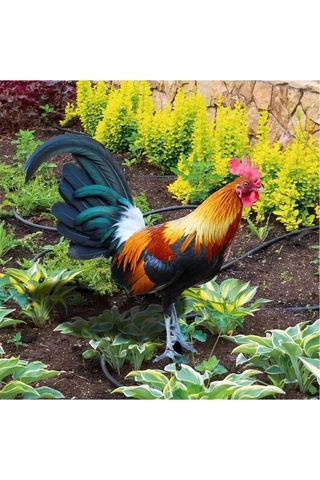 Qingmipy Sarı Led Işıklı Akrilik Tavuk Figürü, Çimen Ve Bahçe Dekorasyonu, Toprak Takılı Bahçe Figürü, Evcil Hayvan Temalı Bahçe Aksesuarı