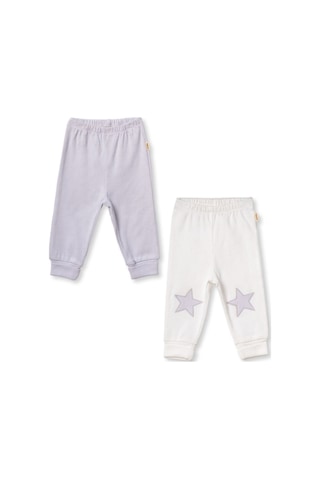 Babycosy Organic Wear %100 Organik Pamuk,2 Li Bebek Patikli Alt,pijama Seti Yıldız Detaylı,bebek Ve Yenidoğan Serisi Gri