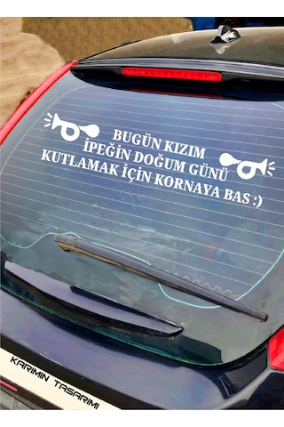 Doğum Günü Araba Eğlenceli Doğum Günü Araç Stickerı Korna Çalarak Kutlayın Yazısı Sticker Bugün Doğum Günü Kişiye Özel Sticker Beyaz