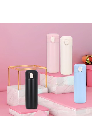 Neevoyu 304 Çelik Termos Bardak 400ml - Tek Tuş Açma, 6-12 Saat Isı/sıcaklık Saklama, Sızmaz Kapağı, Taşınabilir Spor/seyahat Kullanıma Uygun