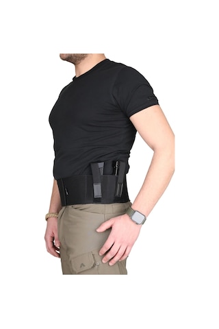 Özel Petek Dokuma Premium Korse Tabanca Kılıfı Çift Şarjörlüklü Siyah