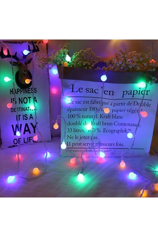 Geeksen Toplumcu Top Şekilli Işık Zinciri, Ev Ve Bahçe Dekorasyonu, Sürekli Ve Titrek Modlar, 3m 20 Renkli Işık, Pil Dahil Değil Beyaz