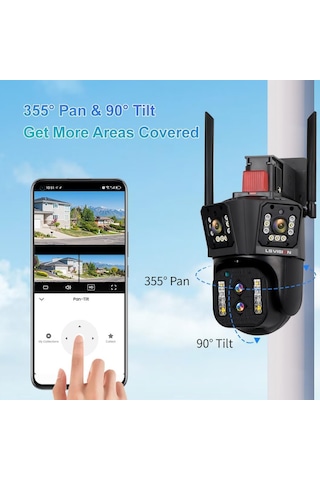 Wl342-10x 4k Hd Ultra Geniş Açı + 10x Zoom Wifi Ptz Güvenlik Kamerası Cctv Dış Mekan Ip Kamera