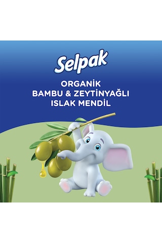 Selpak Organik Bambu Özlü&Organik Zeytinyağlı Islak Mendil 12'li