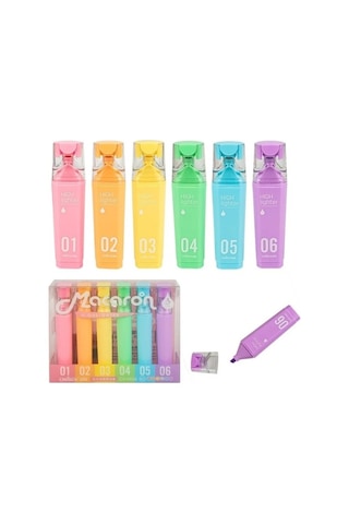 Macaron Cs-h826 Pastel Renkli 6 Çeşitli Fosforlu Kalem Seti - İşaretleyici Kalem Seti Çok Renkli