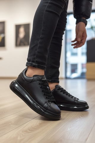 Enoch Erkek Alex Model Jel Taban Sneaker Oversize Kalın Ve Parlak Tabanlı Lüks Sokak Modeli Siyah