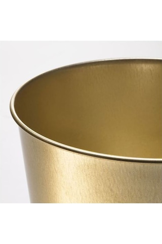 Çiçek Bitki Saksısı Gold Renk 19Cm Galvanizli Çelik Saksı