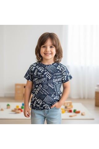 Bonbon Çocuk Siyah Baskılı Tshirt Cb1022