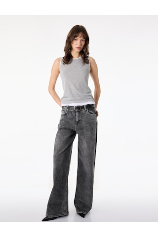 Koton Slim Fit Bisiklet Yaka Viskon Karışımlı Kolsuz Bluz Gri Melanj 6sal30194ık