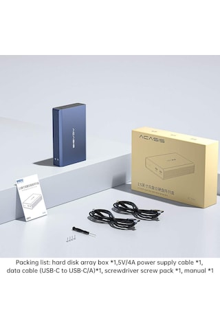 Acasis EC7252 2x2.5 HDD Uyumu 4 RAID Mod 5Gbps Type-C Disk Box