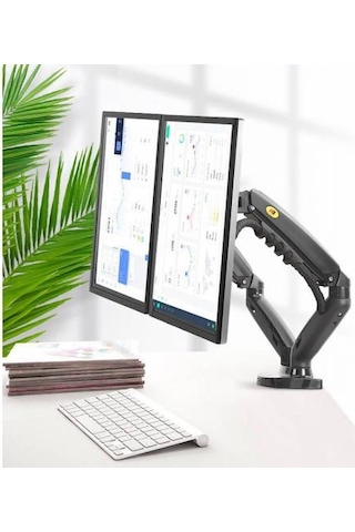 Polham Masa Montajlı Nb F160 Amortisörlü Çift Kollu Monitör Tutucu