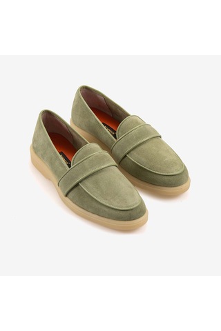 Kemal Tanca Kadın Casual Süet Loafer Ayakkabı Kauçuk Taban T101 Mint Suet
