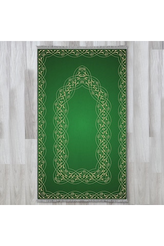 Evaşk Namazlık Dokuma Halı Kaymaz Muslumana Seccade 80 x 130 YEŞİL EVAŞK609B66