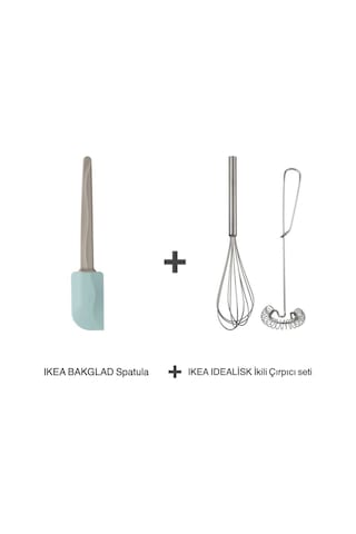 Bakglad Spatula Ve Idealisk Ikili Çelik Çırpıcı-köpürtücü Seti Çelik