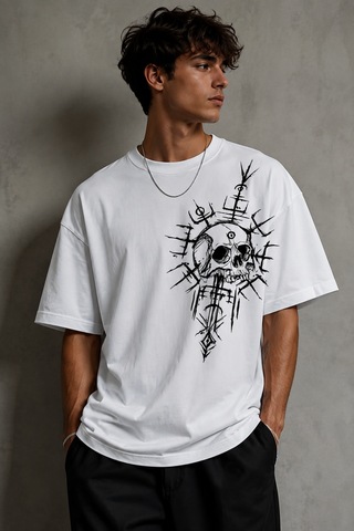 Brz Collectıon Brz Collection Unisex Oversize Kadim Ruh T-shirt Beyaz