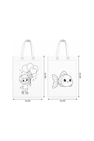 30x40 Cm Boyutunda 10 Adet Boyanabilir Bez Çanta Seti, Akrilik Boya Ve Fırça İle