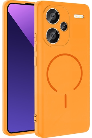 Xiaomi Redmi Note 13 Pro Plus 5g Kılıf M-safe Şarj Özellikli Zore Meta Kapak Turuncu