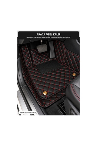 Renault Kangoo 2013-2023 Uyumlu 8d Tek Katmanlı Paspas + Bagaj Havuzu Seti Siyah Kırmızı