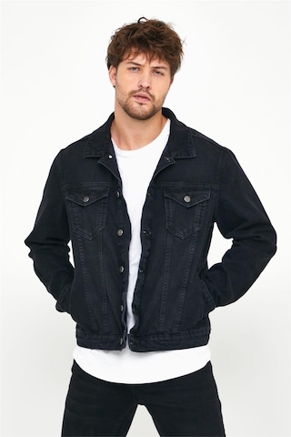 Erkek Slim Fit Yıkamalı Kot Mont Siyah-Siyah