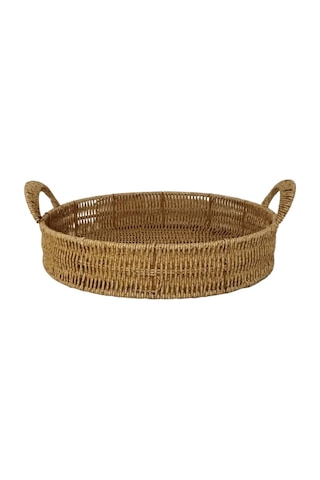 Mien Dekoratif Dayanıklı Çok Amaçlı Rattan Yuvarlak Tepsi Büyük Boy L Rattan