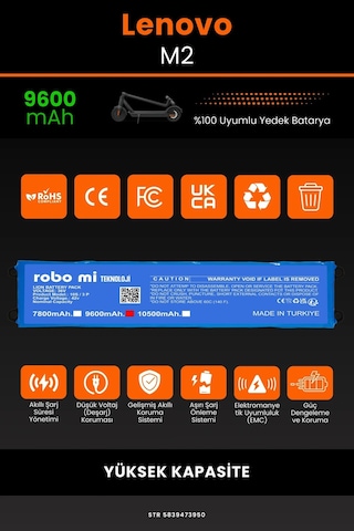 Lenovo M2 / 36v 9600mAh Elektrikli Scooter Bataryası