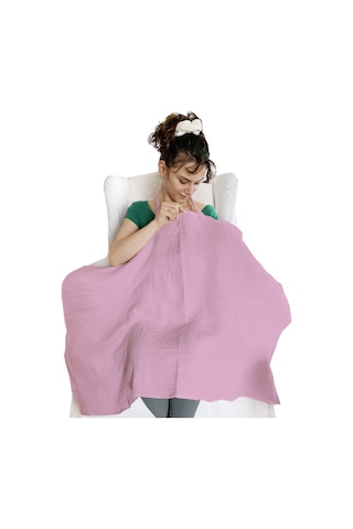 4 Katlı Iç Göstermez Pamuk Müslin Bebek Emzirme Önlüğü Gülkurusu