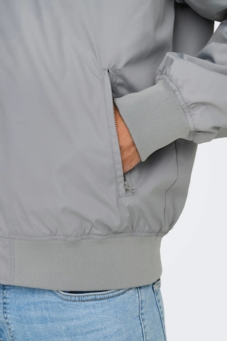 Only & Sons Erkek Onsgavın Ribanalı Mevsimlik Spor Bomber Ceket 22030757 Gri Gri