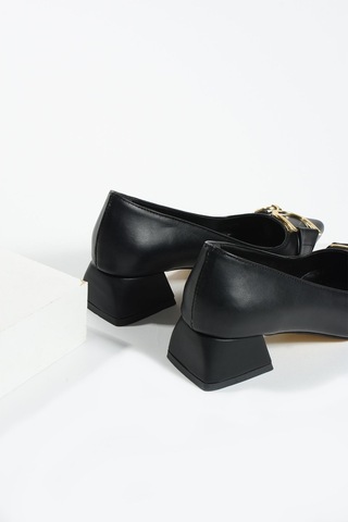 Duxal Shoes Lydia Siyah Toka Detay Kadın Topuklu Ayakkabı Siyah
