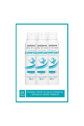 Watsons Ocean Comfort Pudrasız Deodorant Sprey 150 Ml X 3 + Fresh Men Pudrasız Deodorant Sprey 150 Ml X 3