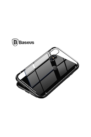 Baseus Apple Uyumlu iPhone Xs Max Arkasi Cam Manyetik Metal Frame Kilif 119550739 - Renk / Gümüs