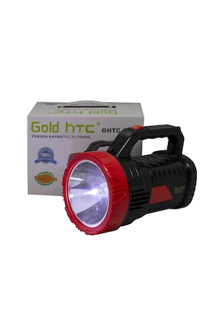 Gold Htc Ghtc-2415 Süper Parlak Led + Işıldaklı Şarjlı El Feneri Siyah