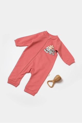 BabyCosy Bebek Fermuarlı Tulum, %100 Organik Pamuk, Bebek Ve Yenidoğan Serisi,kışlık Koleksiyon - Csy8030 Rose