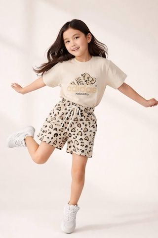 Poala Kids Logolu Leopar Şortlu Takım