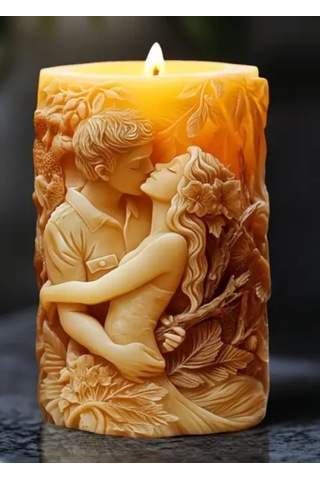 Dekoratif Mum Romantik Aşıklar Figürlü Beyaz Renk -kokulu Doğal Beyaz