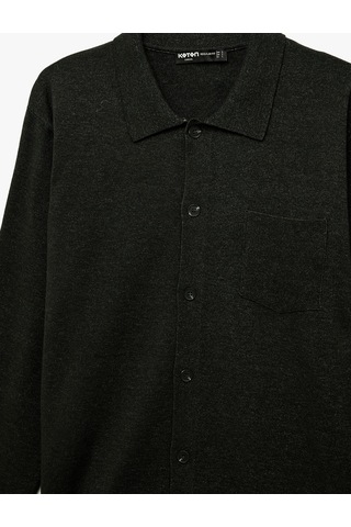 Koton Regular Fit Uzun Kollu Düğmeli Polo Yaka Triko Hırka Antrasit 6wam90010ht Antrasit