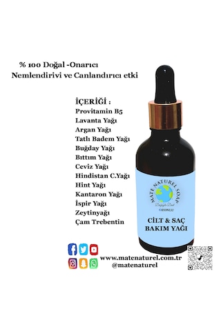 Mate Naturel Ozonlu Saç Ve Cilt Bakım Yağı 50 ML