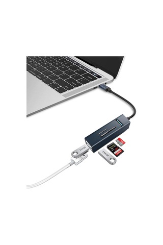 Lexroo Type-c To Usb Dönüştürücü 3.0 Hub 5in1 Port Hızlı Aktarım 5gbps Usb Hafıza Kart Okuyucu