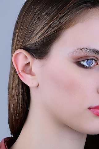Gümüş Altın Yaldızlı Renkli Taşlı Sıkıştırmalı Kıkırdak Küpe Ear Cuff