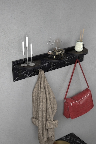 5 Li Duvar Askılığı Bendir Siyah 80 Cm Çok Renkli