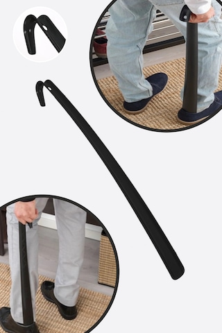 Ovioev&yaşam 60 Cm Antrasit Siyah - Beyaz 1 Adet Ayakkabı Çekeceği Asılabilir Sert Plastik Çekecek Kerata Uzun