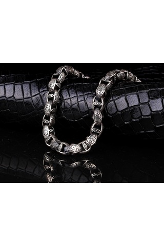 925 Ayar Gümüş Desen Motifli Erkek Bileklik