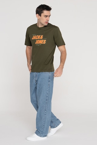 Jack & Jones Erkek Gögüs Logo Baskili %100 Pamuklu Tişört - Stars - 12255031 Forest Night